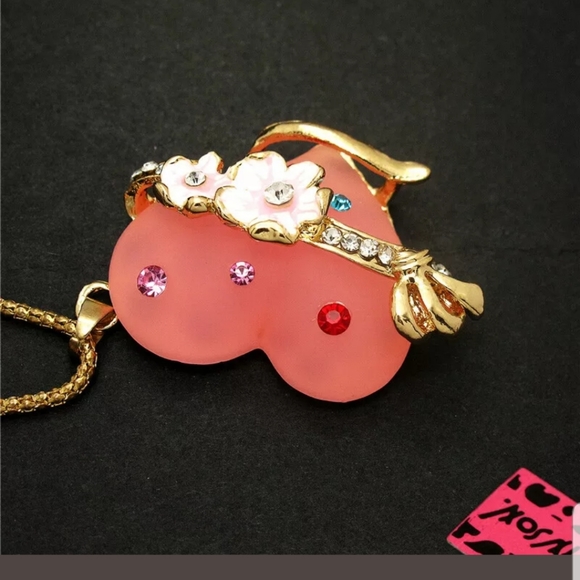 BJ, Red, Crystal Flower 3D Heart Sweater Necklace - Picture 5 of 5